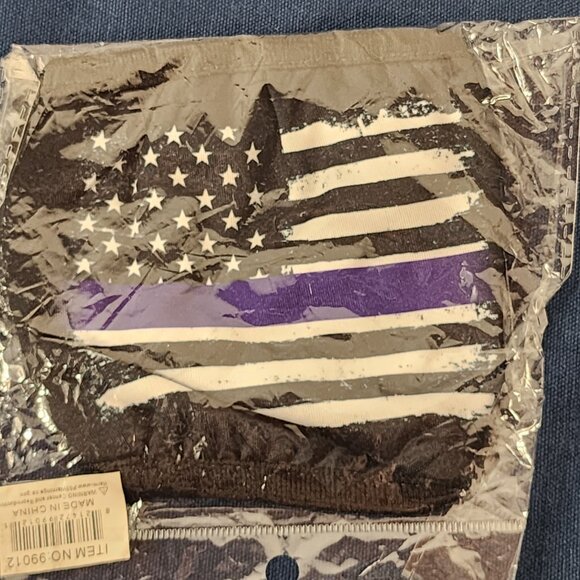 Purple White and Black Police Blue Line American Flag Light Reusable Face Mask - Picture 16 of 16